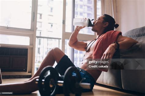 Man Drinking Water After Exercise High Res Stock Photo Getty Images