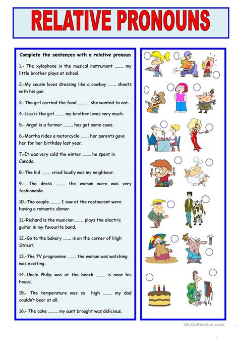RELATIVE PRONOUNS - English ESL Worksheets for distance learning and ...