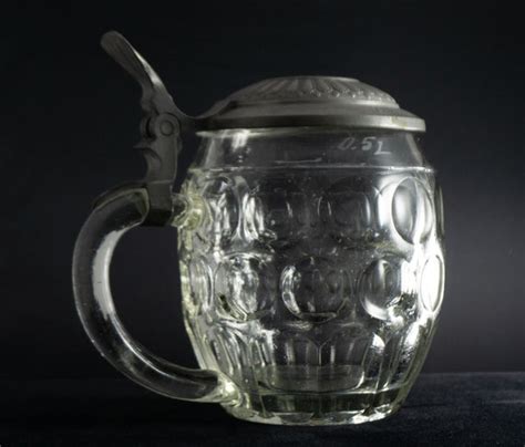 Vintage German Beer Stein Glass Dot Pattern 12 Liter Engraved Etsy