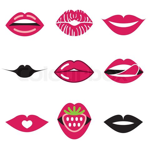 Beautiful Lips Icons Set Stock Vector Colourbox