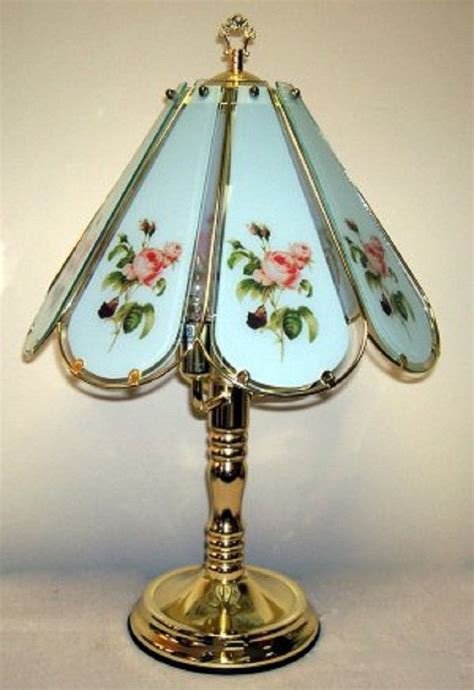 Antique Pink Rose Design Tiffany Style Touch Lamp W 8 Glass Panels Touch Lamp Antique Lamps