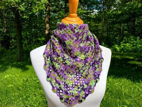 Purple Lace Shawlette Lightweight Openwork Lace Shawl Crochet Lace