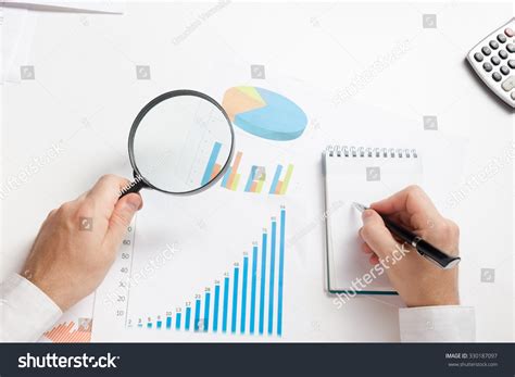 Businessman Counting Losses Profit Working Statistics Stock Photo
