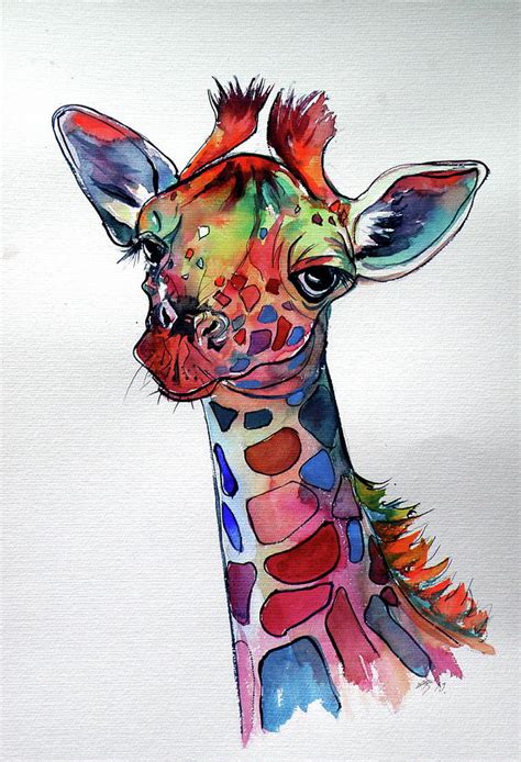 Cute Giraffe Painting By Kovacs Anna Brigitta Fine Art America