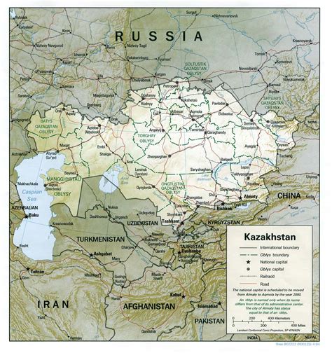 Detailed Road And Political Map Of Kazakhstan Kazakhstan Detailed Road