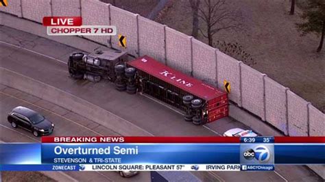 Overturned Semi Closes Ramp From Inbound Stevenson Expressway To