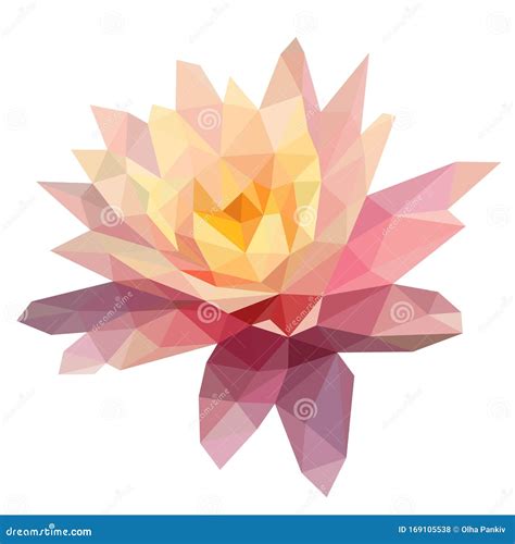 Polygonal Style Design Of Pink Lotus Stock Vector Illustration Of