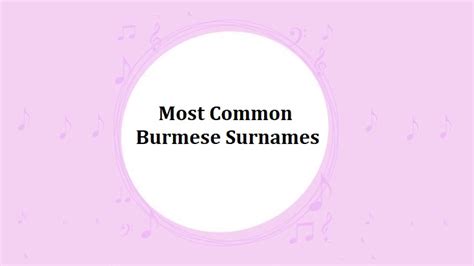 Burmese Surnames 150 Most Common Last Names In Myanmar