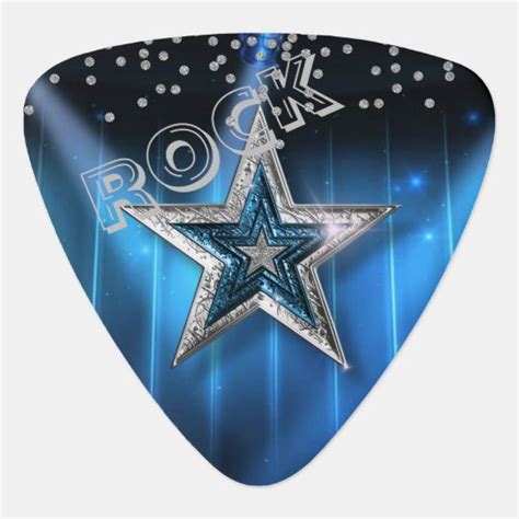Rockstar Blue Stage Background Bluesilver Star Guitar Pick