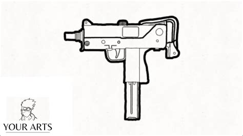 How To Draw A Uzi Gun Easy Step By Step Your Arts Youtube