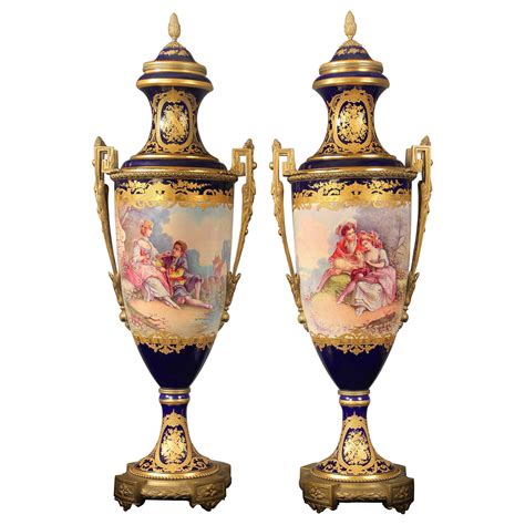 19th Century Pair Of Sèvres Style Gilt Bronze Mounted Turquoise Porcelain Vases For Sale At 1stdibs