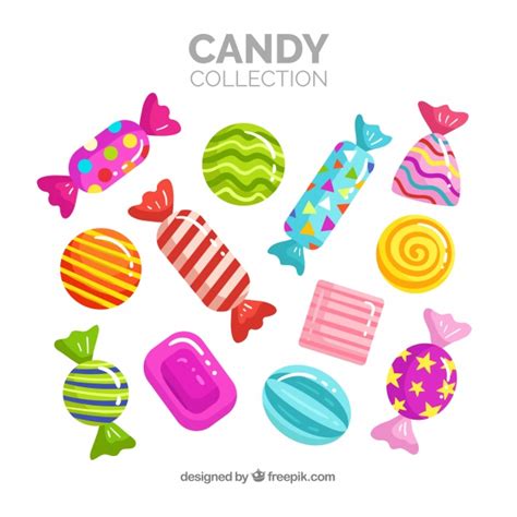 Set De Deliciosos Caramelos Descargar Vectores Gratis Candy Theme