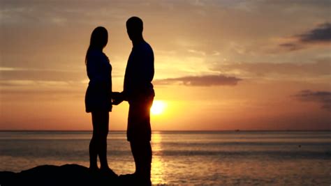 Couple Silhouette At The Beach Stock Footage Video 100 Royalty Free