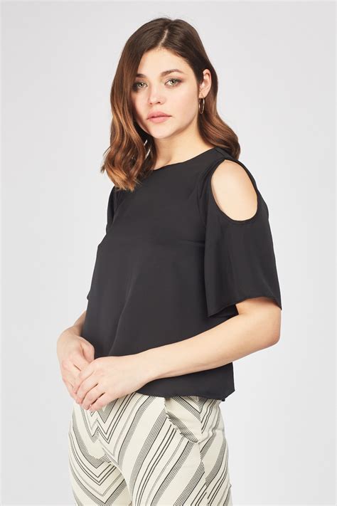 Cold Shoulder Ruffle Sleeve Top Just 2