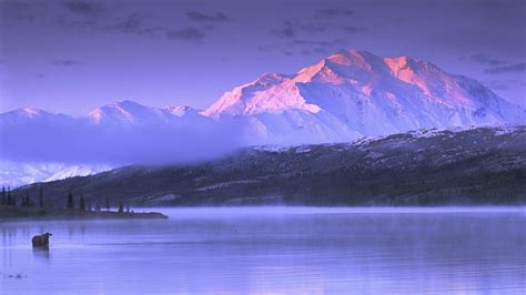 Landscape View Of Alaska White Covered Mountains Under White Sky And