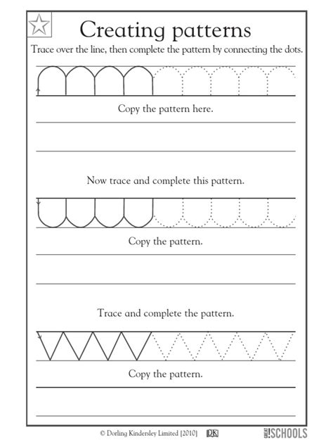 Creating Patterns Trace Over The Line Then Complete The Pattern By
