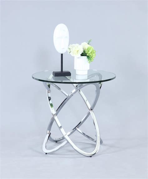Chintaly Link Chrome End Table With Glass Top Unique Furniture