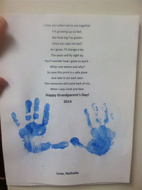 Grandparents Day Handprint Poem Printable