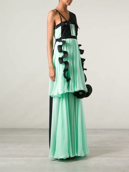 Emanuel Ungaro Structured Blouse Gown In Green Lyst