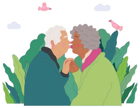 Best Premium Old Couple Lips Kissing Illustration Download In Png
