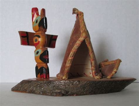 Totem Teepee Canoe Figurine Ojibwa Crafts Canada Souvenir Etsy