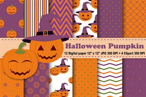 Halloween Pumpkin Digital Paper Graphic By Cosmosfineart · Creative Fabrica