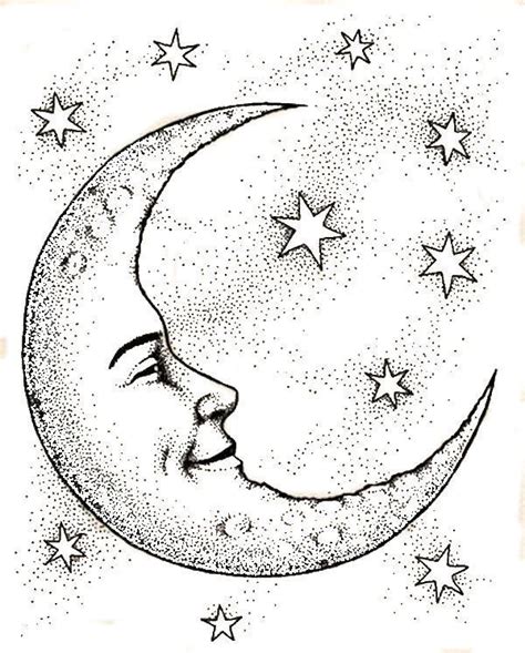 Simply line drawing is a picture of this man's face with charcoal pencil drawing simple line art. Crescent Moon Face & Stars Coloring Web page .... Look ...