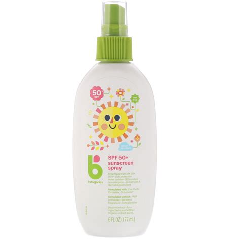 Even for older children, never spray directly onto their skin. BabyGanics, Sunscreen Spray, 50 + SPF, 6 fl oz (177 ml ...