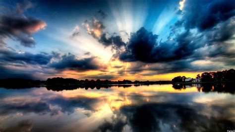 Sunset Sky Reflection Hd Desktop Wallpaper Widescreen High
