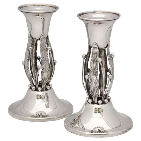 Beautiful Pair Of Art Deco Sterling Silver Candlesticks At 1stdibs