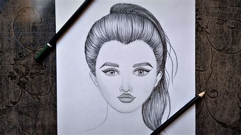 How To Girl Face Drawing With Ponytail Hairstyle Step By Step Pencil