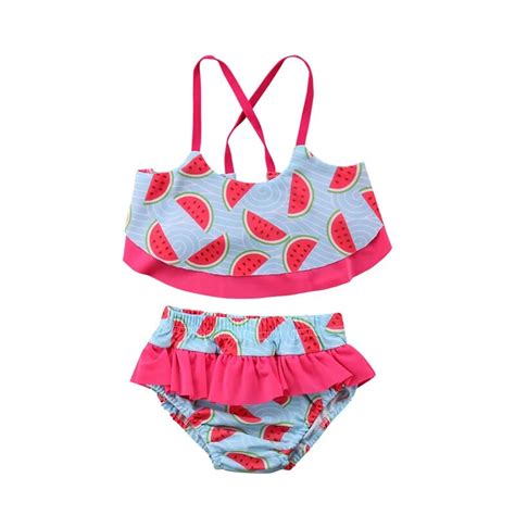Cute Girls Swimsuit 2018 Summer Hot Bikini Set 2pcs Watermelon Print