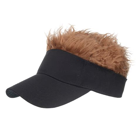 Mens Novelty Spiked Hair Visor Sun Hats Hair Fake Golf Hats Fake Wig