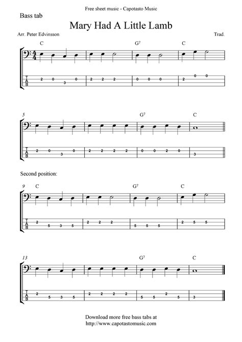 To save this free music sheet of mary had a little lamb to your computer, right click (or tap and hold, on mobile devices) and choose save image as…. guitar songs for beginners mary had a littel lamb | Free bass tab sheet music, Mary Had A Little ...