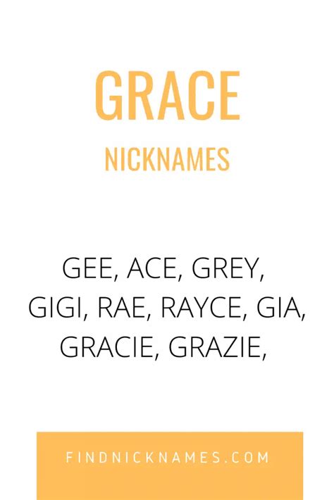 30 Popular And Creative Nicknames For Grace Find Nicknames