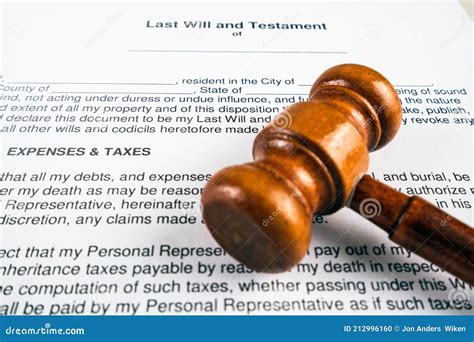 Last Will And Testament Document Form And Gavel Stock Photo Image Of