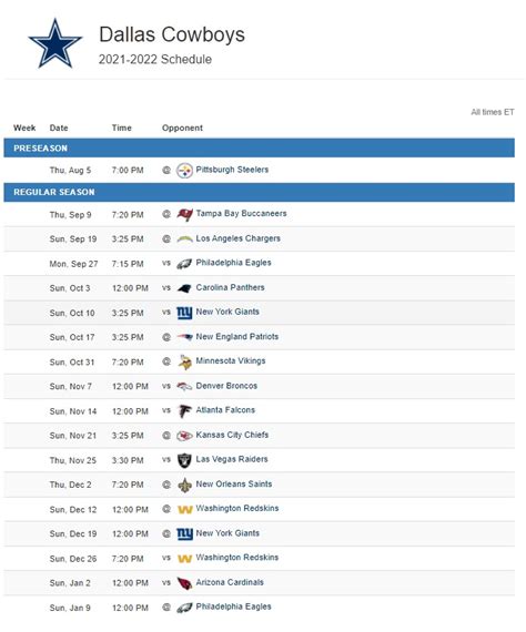 Dallas Cowboys 2021 Team Schedules Live Stream Apps