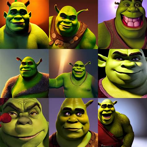 Render Of Shrek With Red Eyes High Quality Portrait Stable