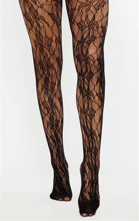 black floral lace tights accessories prettylittlething