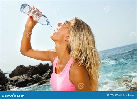 Woman Drinking Water After Fitness Workout Stock Photo Image Of