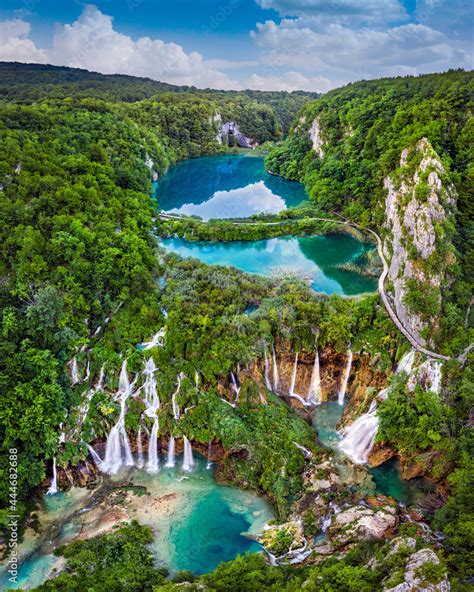 Plitvice Croatia Amazing View Of The Beautiful Waterfalls Of