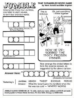 Crossword puzzles are for everyone. Free+Printable+Jumble+Word+Game | Jumbled words, Jumble ...