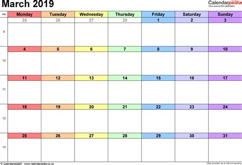 Anda rasa sekarang terlalu awal nak rancang percutian untuk tahun depan? Calendar March 2019 UK with Excel, Word and PDF templates