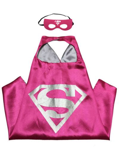 Supergirl Cape And Mask Set Black And Pink Girls Party Super Hero Fancy