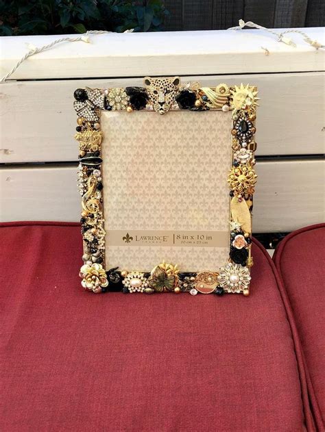 Unique Jewel Embellished 8x10 Picture Frame With Gold And Etsy