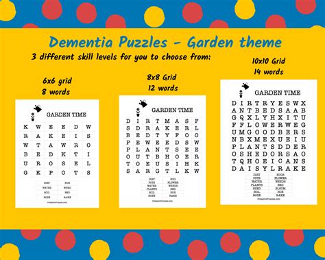 Dementia Puzzles Garden Printable Word Find Puzzles 3 Etsy Uk