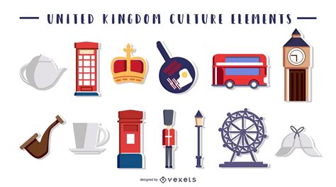 United Kingdom Culture Elements Vector Download
