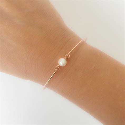 14k ROSE Gold Filled Cultured Freshwater Pearl Bracelet Dainty Etsy