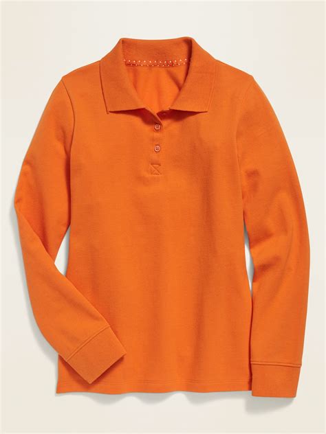 Uniform Long Sleeve Pique Polo For Girls Old Navy