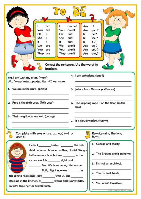 Verb To Be Online Exercise For Elemental Verb To Be Worksheet Free
